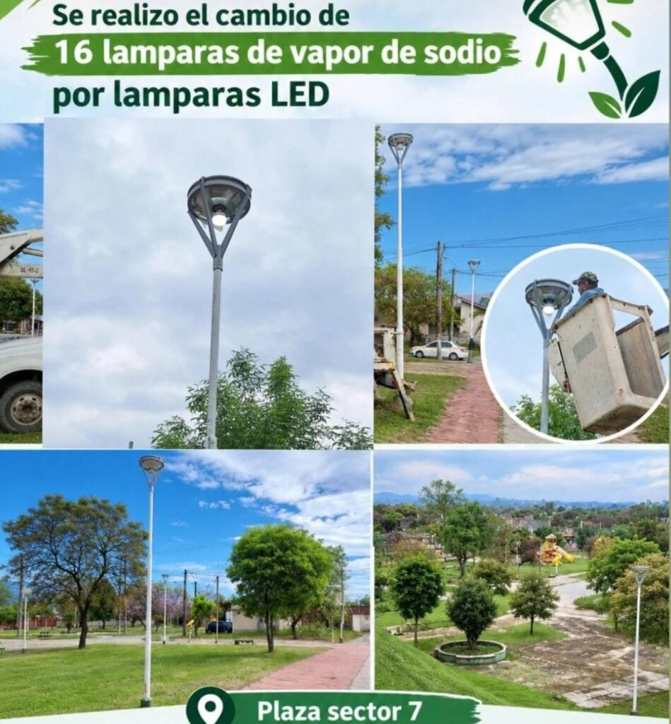 Lomas de Tafí: renovaron el alumbrado público con tecnología LED en la plaza del Sector 7