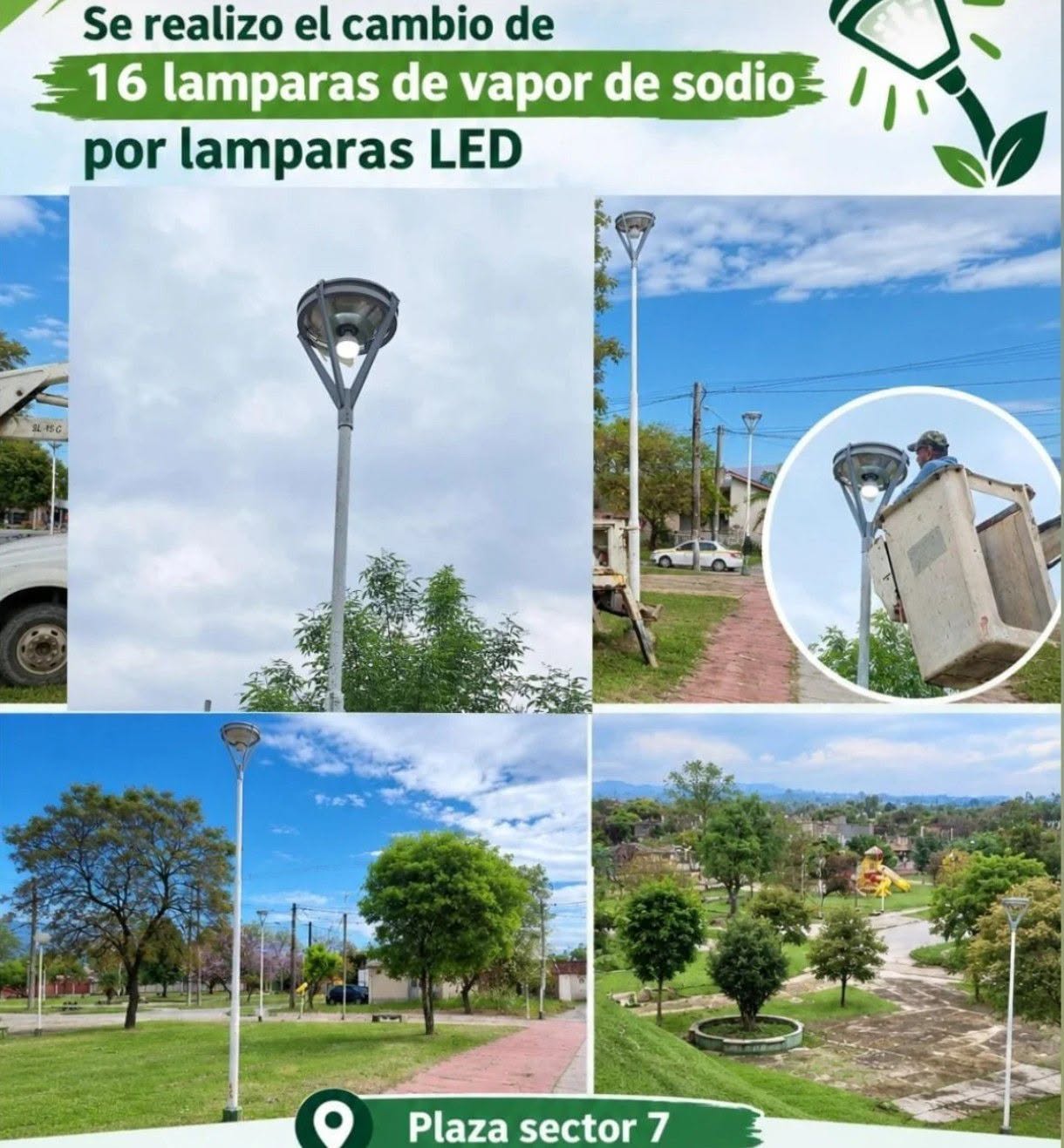 Lomas de Tafí: renovaron el alumbrado público con tecnología LED en la plaza del Sector 7